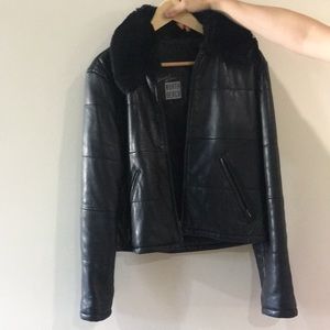 Leather jacket with fur
